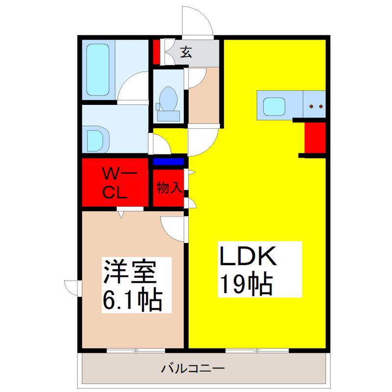 レジデンス二の宮(1LDK/1階)の間取り写真
