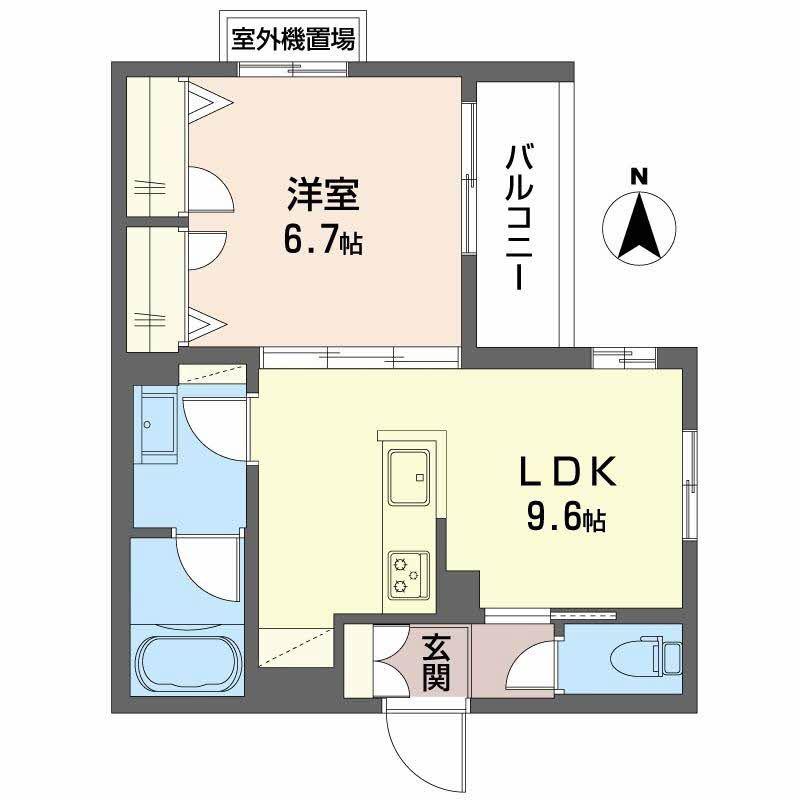 アルトポンテ ウーノ(1LDK/4階)の間取り写真
