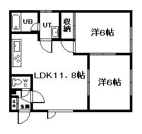 エンジョイ(2LDK/2階)の間取り写真