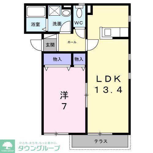 カレッタホール(1LDK/1階)の間取り写真