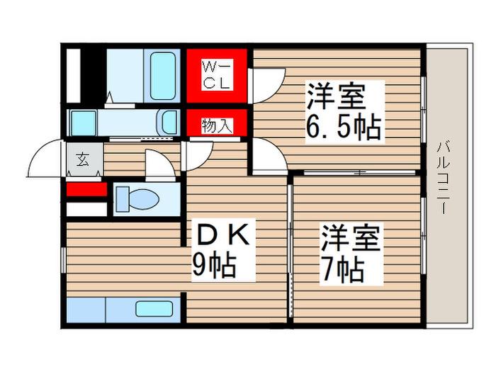 グレースコートV(2DK/3階)の間取り写真