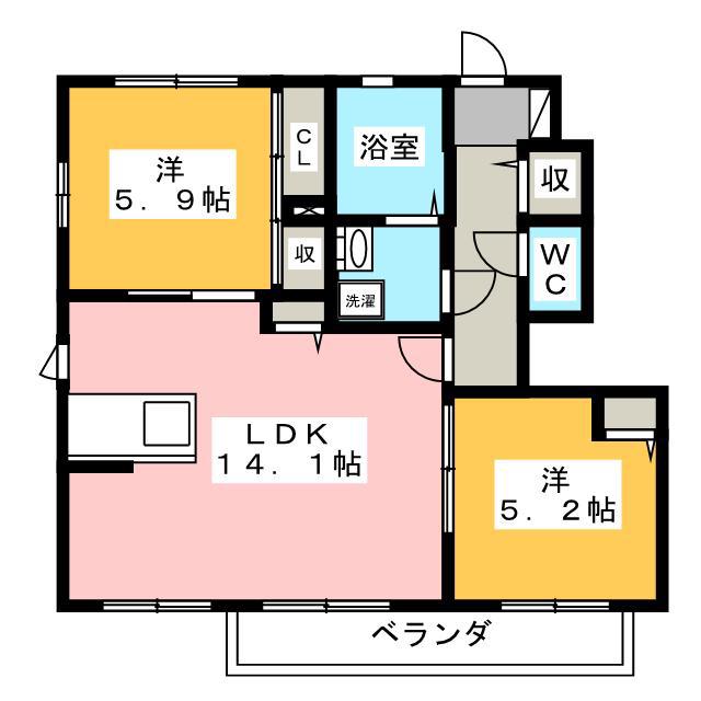 ルミナス和合(2LDK/1階)の間取り写真
