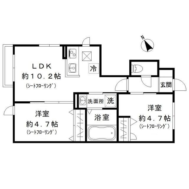 フォレストグリーン篠崎(2LDK/1階)の間取り写真