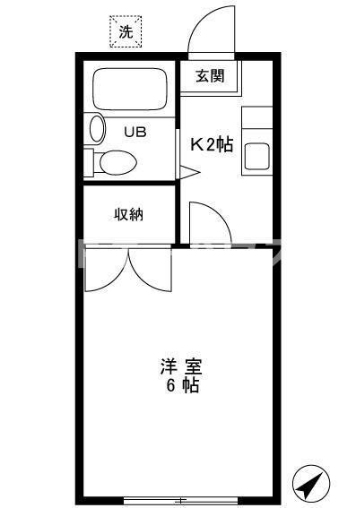 ビーシーム(1K/2階)の間取り写真