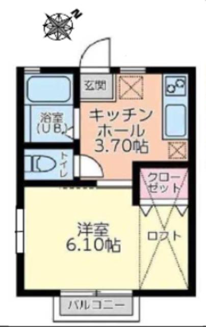 エール本八幡 A棟(1K/2階)の間取り写真