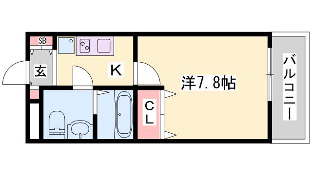 GLAハート飾磨A棟(1K/3階)の間取り写真