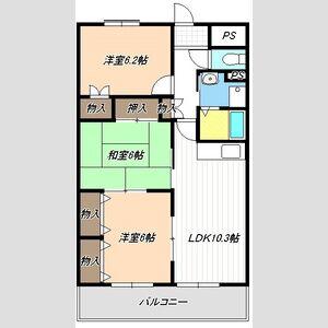 メルベーユ当知(3LDK/3階)の間取り写真