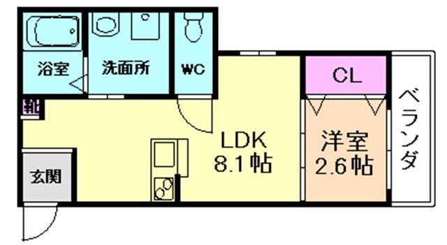 リアコート高井田中央イースト(1LDK/4階)の間取り写真