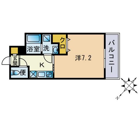 CASSIA博多南(1K/7階)の間取り写真