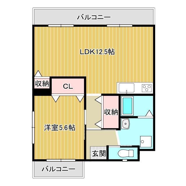 総持寺グリーンハイツ(1LDK/3階)の間取り写真