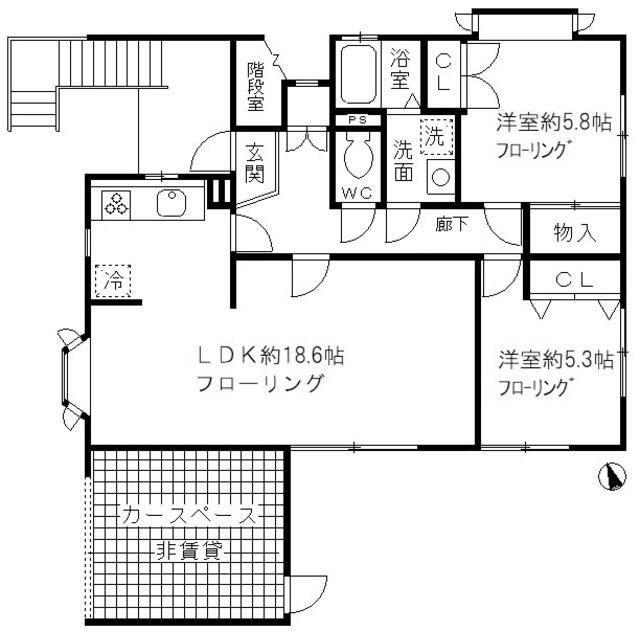 JR山手線 巣鴨駅 徒歩4分 2階建 築43年(2LDK/1階)の間取り写真