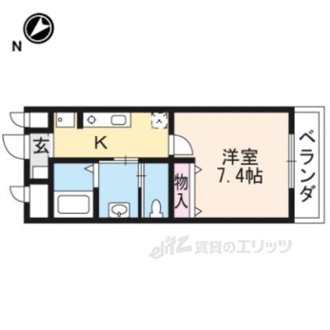 ドミール長岡京(1K/2階)の間取り写真