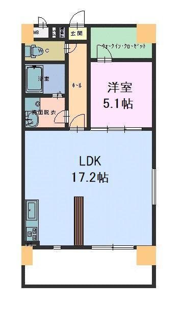 カモミールマンション(1LDK/6階)の間取り写真