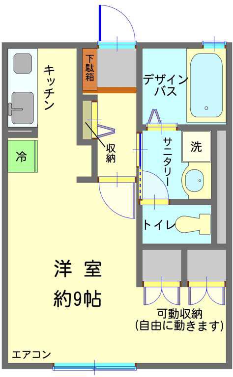 ルミエール並木(ワンルーム/1階)の間取り写真
