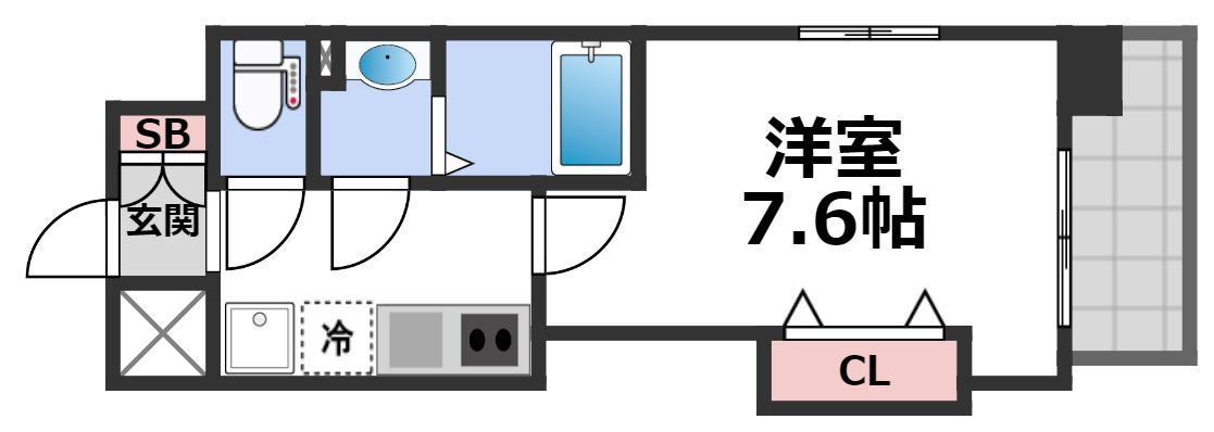LUXE玉造II(1K/12階)の間取り写真