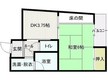 エルフィーネ二の宮(1DK/1階)の間取り写真