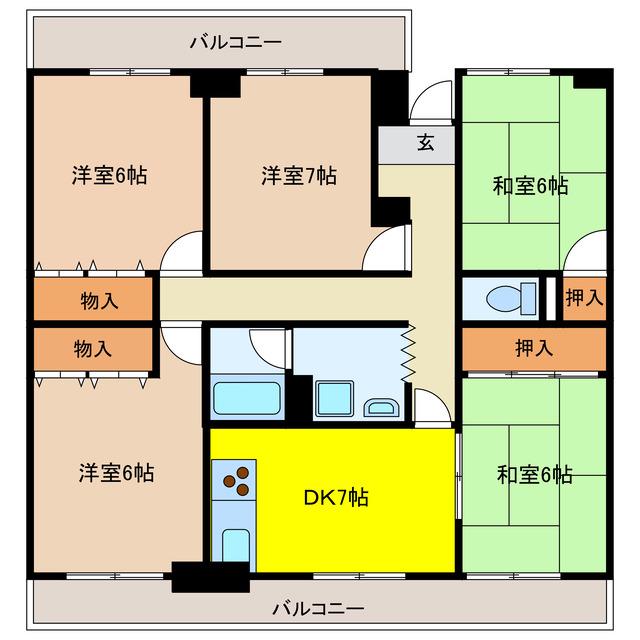 リバーサイド鎌倉(5DK/7階)の間取り写真