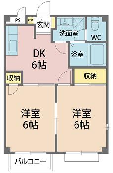 エステートEC3 M(2DK/1階)の間取り写真