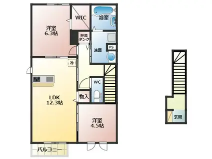 リアンドゥファミーユ(2LDK/2階)の間取り写真