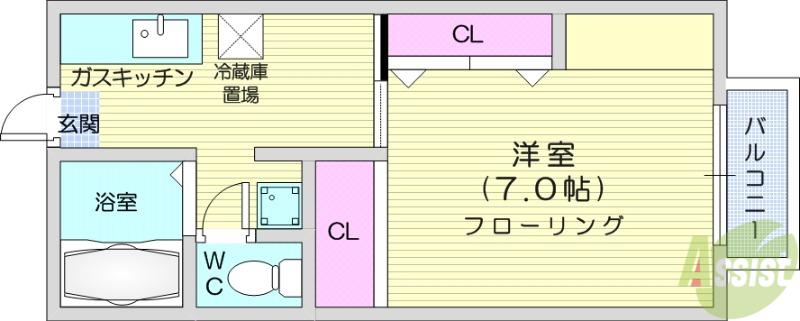 コーポファミリー(1K/2階)の間取り写真