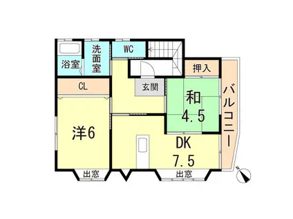 東邦パレス王塚台(2DK/3階)の間取り写真