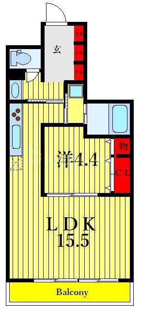 CO.CREA(1LDK/1階)の間取り写真