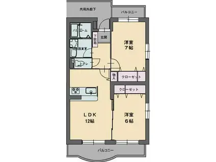アビタシオンA(2LDK/1階)の間取り写真
