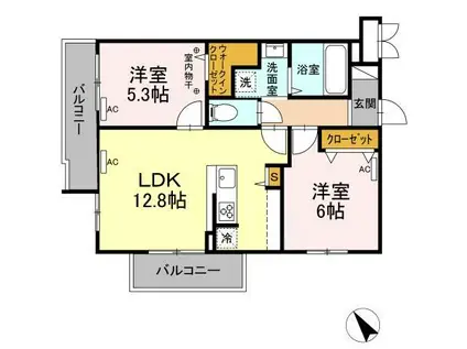T&R APARTMENT(2LDK/2階)の間取り写真