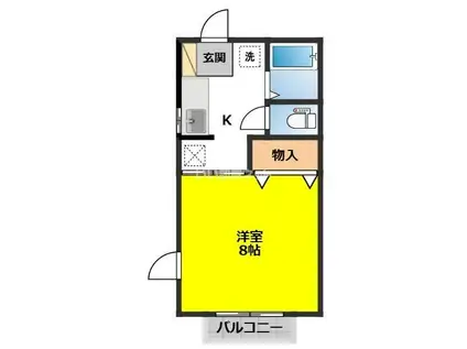 プリムヴェール館向町B棟(1K/1階)の間取り写真