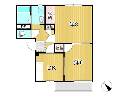 カーサ大みかA(2DK/1階)の間取り写真