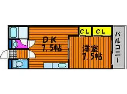 ローズパーク津島(1DK/3階)の間取り写真