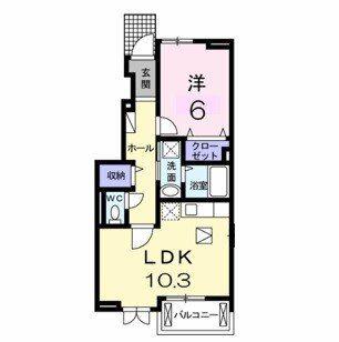 ブリリアント寺家IIA(1LDK/1階)の間取り写真
