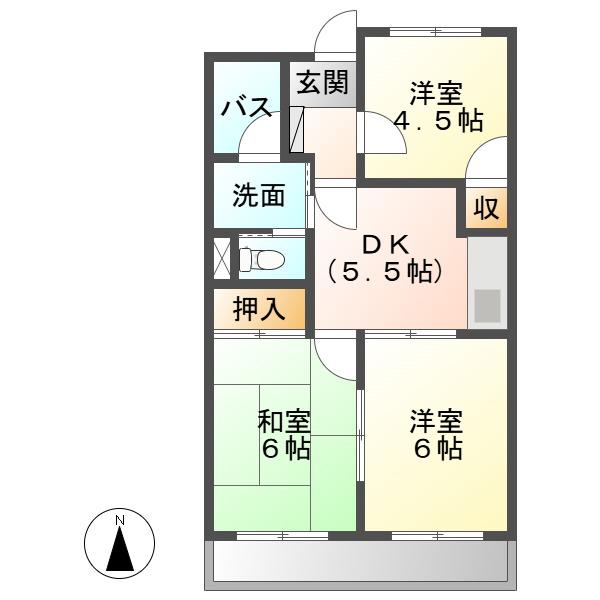 ハイツリバーランド(3DK/2階)の間取り写真