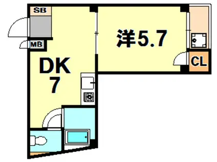 ラ・コート7(1DK/3階)の間取り写真