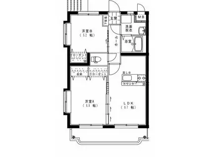アンシャンテII(2LDK/3階)の間取り写真