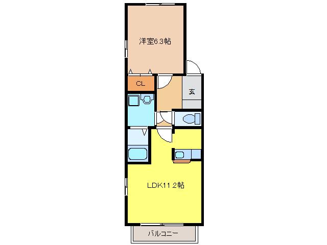 SPRING BELL(1LDK/2階)の間取り写真