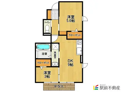 ケーズ シャンス(2DK/1階)の間取り写真