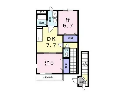 ベルグランデ(2DK/2階)の間取り写真