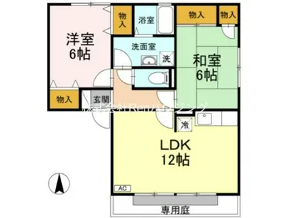 ラボール宮内B棟(2LDK/1階)の間取り写真