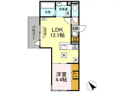 フェリーチェ中央(1LDK/1階)の間取り写真