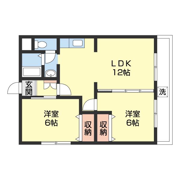 ローパス三葛(2LDK/3階)の間取り写真