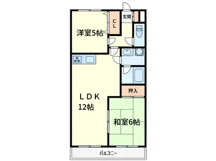 チェリーコート(2LDK/3階)の間取り写真