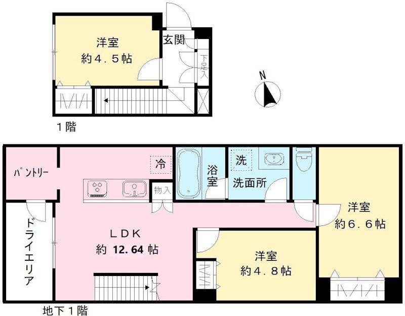 COEUR BLANC八幡山(3LDK/B1階)の間取り写真