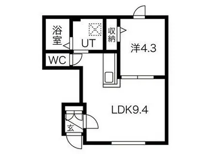 ラピスII(1LDK/1階)の間取り写真
