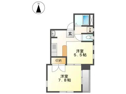 久野ビル(2K/4階)の間取り写真