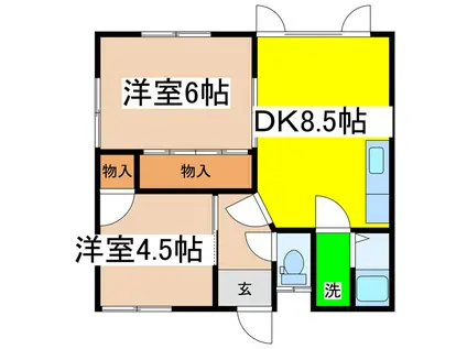 コーポ紬(2DK/1階)の間取り写真