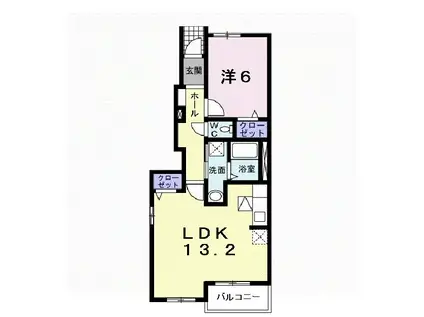 テイク・ヴィレッジ(1LDK/1階)の間取り写真