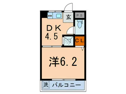 大銀ビル(1DK/2階)の間取り写真