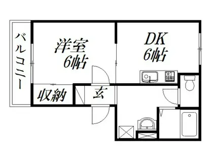 レガーロ鴨江I(1DK/2階)の間取り写真