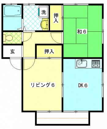 JOY河輪(2DK/2階)の間取り写真